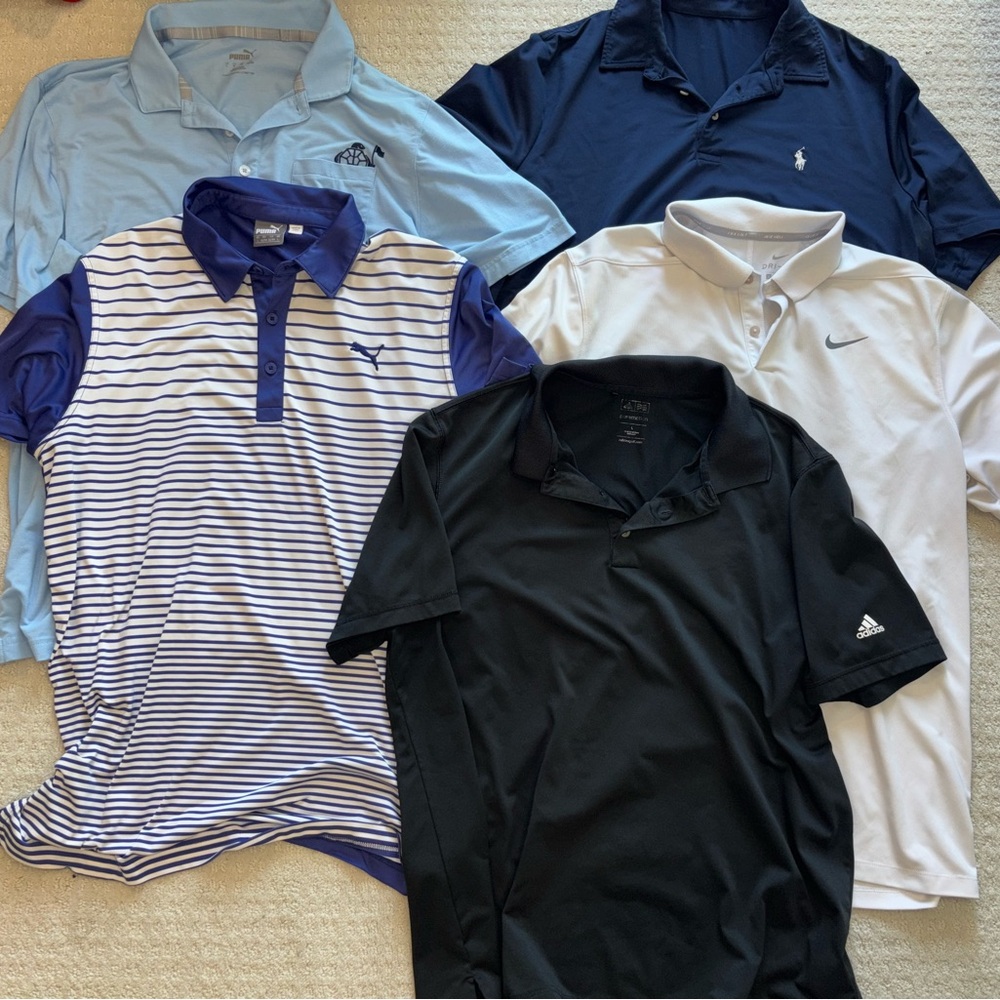 Men's size large Polo Shirt bundle - Nike, Puma, Adidas and Polo
